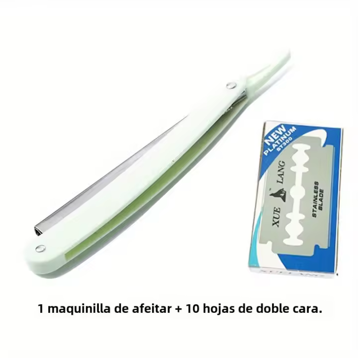 Afeitadora Manual Profesional De Acero Inoxidable Cuchillo De Barba Con 10 Hojas Para Hombres Corte Preciso Y Suave - 1