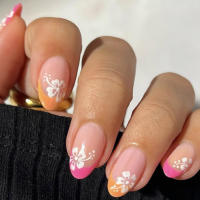 24pcs Uñas Postizas Largas Almendra Blancas Estilo Francés Detalladas Tiras Adhesivas De Uñas Postizas ABS Para Fiesta - details 28