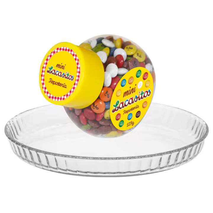 Pack repostería:LACASITOS MINI COLOR BOTE 129G+Plato De Tarta De Vidrio 27 cm - 1
