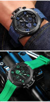Reloj Deportivo De Cuarzo Para Hombres MEGIR Con Grande Dial Luminiscencia Resistente Al Agua Cronógrafo De Correa De Silicona Y Manos Luminosas 8115 - details 11