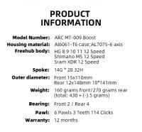 Hub De Bicicleta MTB ARC MT009 6 Pilares 4 Rodamientos Delantero Con 3 Dientes Atrás Compatible Con K7 Micro Spline HG 8 9 10 11 12S SRM XD Para Eje BOOST 15x110 Y 12x148 - details 0