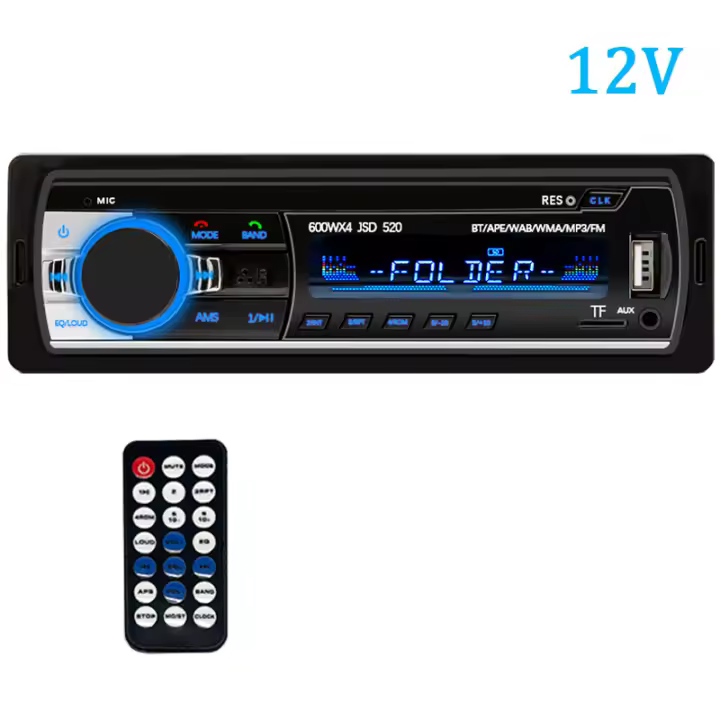 Radio de Coche 1 din Reproductor Estéreo Digital Bluetooth with Salida AUX en El Dashboard Reproductor de MP3 60Wx4 FM Audio Estéreo Música USB/SD - 1
