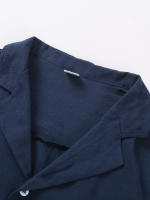 Camiseta de manga corta de lino de verano para hombre, talla grande, sudadera holgada, cárdigan con botones de color liso, camisa de algodón y lino para hombre - details 19
