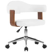 vidaXL Silla de oficina giratoria madera curvada cuero sintético negro en color negro y marrón oscuro/Taupé/Crema y más | cómodas modernas ergonómicas para comedor cocina salón hogar - details 5