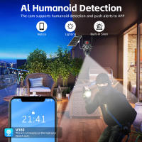 FGNS Cámara Solar 4G de Tarjeta SIM O Cámara WiFi 2.4GHz Inalámbrica, Cámara de videovigilancia PTZ de doble lente 4K y 6MP para exteriores, Cámara de Seguridad Exterior Batería Recargable, Energía Solar Audio Bidireccional, Detección de Movimient - details 4