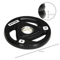 SPORTNOW Juego de 2 Discos de Pesas Olímpicas de Hierro Fundido 5 kg/10 kg Placas de Pesas Recubierta de Goma con Barra Tri-Grip y Orificio de 5 cm para Fitness en Gimnasio Casa Negro - details 2