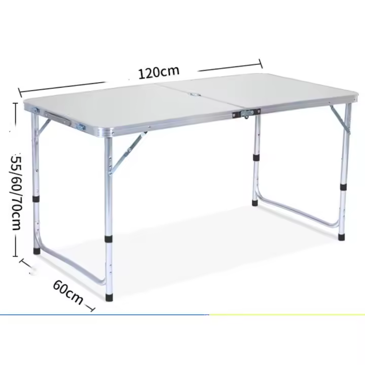 Mesa Plegable De Camping,Mesa Plegable de aluminio y madera, Mesa Portátil Plegable con Carga de 50 kg, Mesa Multiusos , 120cm*60cm con taburete o sin  , para Picnic, Camping al Aire Libre - 1