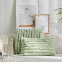 Funda De Cojín De Peluche De Conejo Falso Para Sofa Decoración De Interiores Tamaño 45x45cm Estilo Sólido Y Rayado Grueso Y Suave - details 18