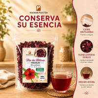 Flor de Jamaica - 1 KILO - XXL Formato -Hibisco 1000g - Te de hibisco - Hibisco flor de Jamaica  - KALYAAN PLUS Tea - Infusiones para tomar caliente o frio - recetas con hibisco - Hibiscus - Flor de Hibisco Entera a Granel - details 1