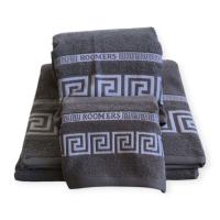 Juegos Toallas de baño algodón Portugués 500g de alta calidad set 3 - Simon en Gris Oscuro gruesas y duraderas | Mercatienda.es - details 2