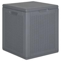 vidaXL Caja de almacenaje para jardín 90L PP negra ratán en color Negro/Gris - details 1
