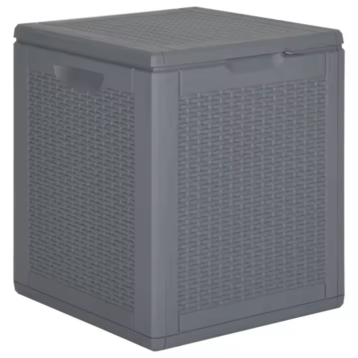 vidaXL Caja de almacenaje para jardín 90L PP negra ratán en color Negro/Gris - 1
