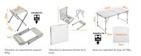 Mesa de Camping 120x60x70cm con 4 Taburetes Plegables, Portátil tipo Maletín, Altura Ajustable, Ideal para Pícnic y Camping (Conjunto de Mesa y 4 Sillas) - Set de 5 Piezas de Aluminio para Exterior, Acampada y Vacaciones - details 2