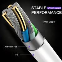 Cable USB Tipo C NNBILI 3pcs 5A Carga Rápida Para Teléfono Móvil Compatible Con Samsung S20 Huawei P40 Mate 30 Xiaomi Cord De Datos Tipo C PVC - details 5