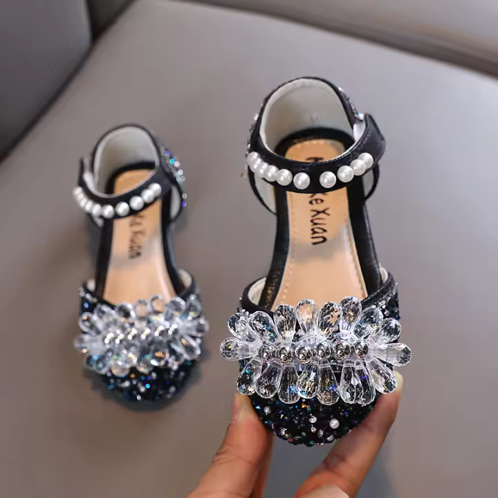 Sandalias De Verano Para Niñas Con Lentejuelas Y Broche Moda Infantil Zapatos De Niños Antideslizantes Talla Verdadera Adecuada Para Edades 4-6 Años - 1