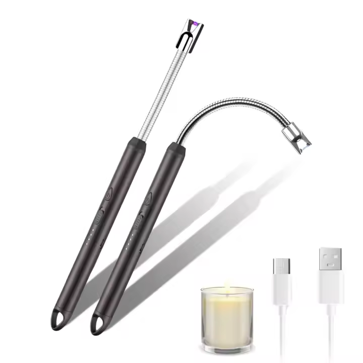 MAGIC SELECT 2x Mechero Electrico Recargable por USB, Encendedor Cocina a Prueba de Viento con Indicador LED de Batería. Encendedor Velas con Arco de Plasma y Movimiento 360º Mechero para Cocina, BBQ, Picnic. - 1