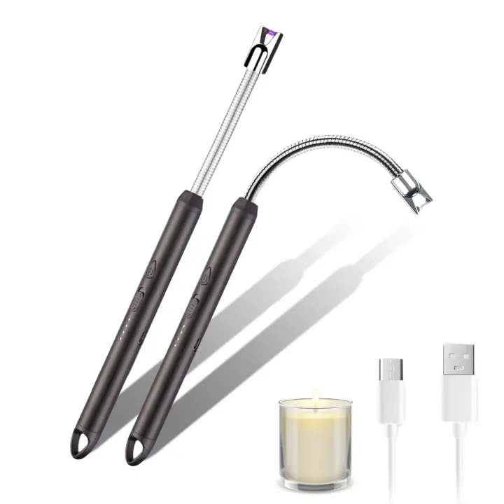 MAGIC SELECT 2x Mechero Electrico Recargable por USB, Encendedor Cocina a Prueba de Viento con Indicador LED de Batería. Encendedor Velas con Arco de Plasma y Movimiento 360º Mechero para Cocina, BBQ, Picnic. - 1