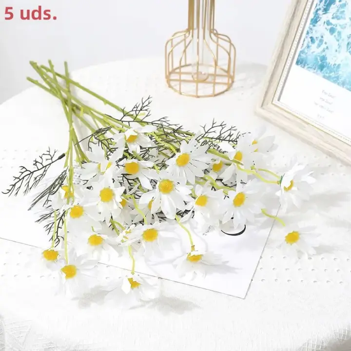 1/3/5Pcs 50cm Girasol Artificial 5Cabezas Flores De Plástico Para Decoración De Boda Novia Hogar Jardín Mesa DIY Sin Embalaje De Venta Al Por Mayor - 1