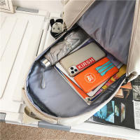 Mochila universitaria impermeable de alta capacidad para niña, morral escolar para ordenador portátil, bolsa de viaje para libros, Color sólido, a la moda, novedad de 2024 - details 10