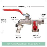 Válvula De Ball De Bronce Para Jardín Con Manija De Accionamiento Fácil Taps De Riego Con Conector Hilo Exterior E Interior - details 6