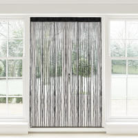 Cortina De Puerta Decorativa 100cm X 200cm Enhebrado Plateado Para Bodas Eventos Hoteles Salones De Estudio Con Borla De Hilo De Plata - details 9