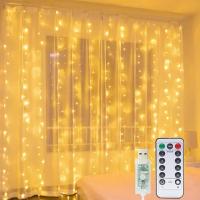 Luces De Cortina USB Con Control Remoto Modos De Iluminación 8 Decoración De Navidad Boda Fiesta Dormitorio Cuerda De Luces Navidad - details 7
