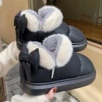Botas De Tobillo Lindas Y Cálidas Para Mujer Con Lazo De Plush Nueva 2024 Impermeables Con Algodón Y Peluche Para Invierno Estilo Sexy Sin Tacón - details 3