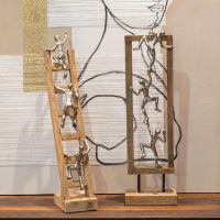CAPRILO REGALOS & DECORACIÓN Figura Decorativa de Madera y Metal "Figuras Subiendo Escalera". Adornos y Esculturas. Decoración Hogar. Regalos Originales. 14 x 10 x 57 cm. - details 3