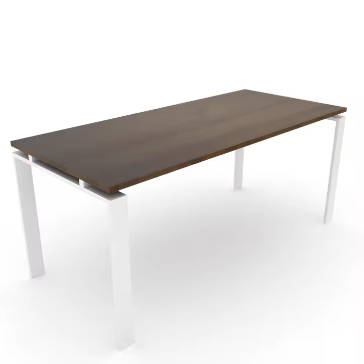 OFICIT Mesa Escritorio en tablero Nogal, patas blancas ideal para Estudio, Trabajo, Despacho, Oficina. Fabricada en España. - 1