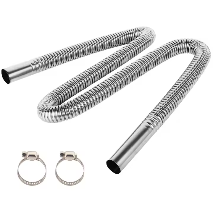 Tubo De Escape De Acero Inoxidable 120/200CM Con 2 Abrazaderas Para Calentador De Coche Diesel Y Gasolina Ventilación Del Motor - 1