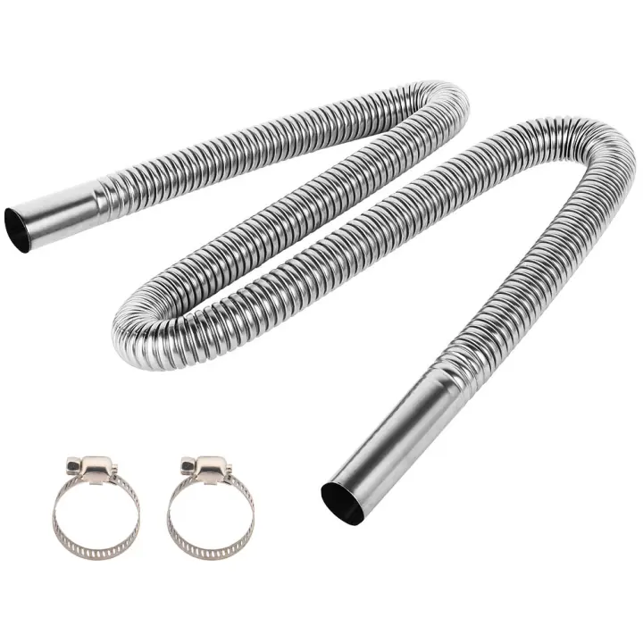 Tubo De Escape De Acero Inoxidable 120/200CM Con 2 Abrazaderas Para Calentador De Coche Diesel Y Gasolina Ventilación Del Motor - 1