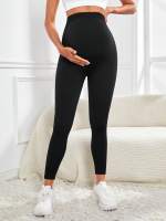 Leggings De Maternidad Con Soporte Para El Bello Algodón Tejido De Spandex Para Mujer Trousers De Cintura Alta Para Embarazadas Ropa De Embarazo Para Todas Las Estaciones - details 0