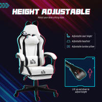 HOMCOM Silla Gaming con Orejas Silla Gamer Reclinable con Altura Ajustable Reposapiés Retráctil Soporte Lumbar y Reposacabezas Desmontable Silla para Oficina Estudio - details 4
