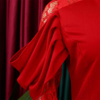 Vestido Elegante De Mujer Con Cuello Redondo Y Manga Larga En Luto Sólido Ajustado Hasta Las Caderas Largo Medio Para Fiestas Y Comidas En El Restaurante - details 6