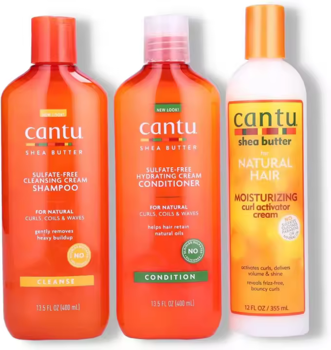 Cantu Sulfate Free Shampoo and Conditioner 12oz with Shea Butter Moisturizing Curl Activator Cream 12oz - 1