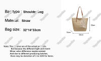 Bolso de mano de gran capacidad para mujer, bolsa de hombro tejida a mano, fresca, Rural, de hierba, de verano - details 0