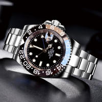 Reloj De Diversión GMT Para Hombres Con Movimiento NH34A Automático Acero Inoxidable Luminoso Correa Jubilee Hebilla Deslizante 200m Impermeable - details 3