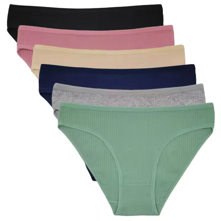 Bragas De Mujer Algodón Sexy Floral Low-Waist Kawaii Lencería Underwear 6 Pcs Paquete Briefs Transpirables Con Decoración De Encaje - 1