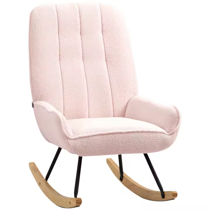 HOMCOM Silla mecedora Sillón oscilante con vellón Sherpa Silla de relajación Sillón de sala de estar para dormitorio Capacidad de carga de hasta 150 kg 63 x 95 x 97 cm - 1