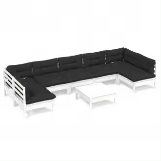 VIDAXL 3097170 conjunto de sofás y mesa de jardín de madera con acabado blanco y antracita vida xl - 1