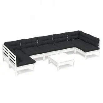 VIDAXL 3097170 conjunto de sofás y mesa de jardín de madera con acabado blanco y antracita vida xl - 1
