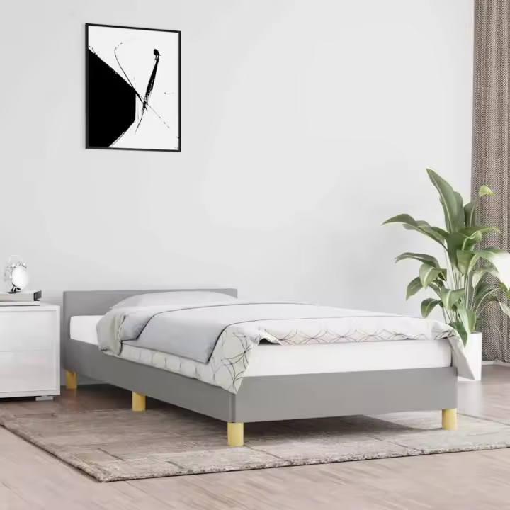 Estructura de cama sin colchón tela gris claro 90x200 cm - 1