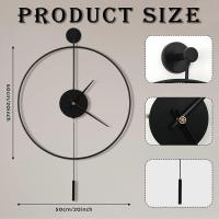 Clásico Gran Péndulo Reloj de pared Art decorative Relojes Redondo minimalista moderno Reloj no TicTac Silencioso metal Reloj de pared 50cm Negro - details 2