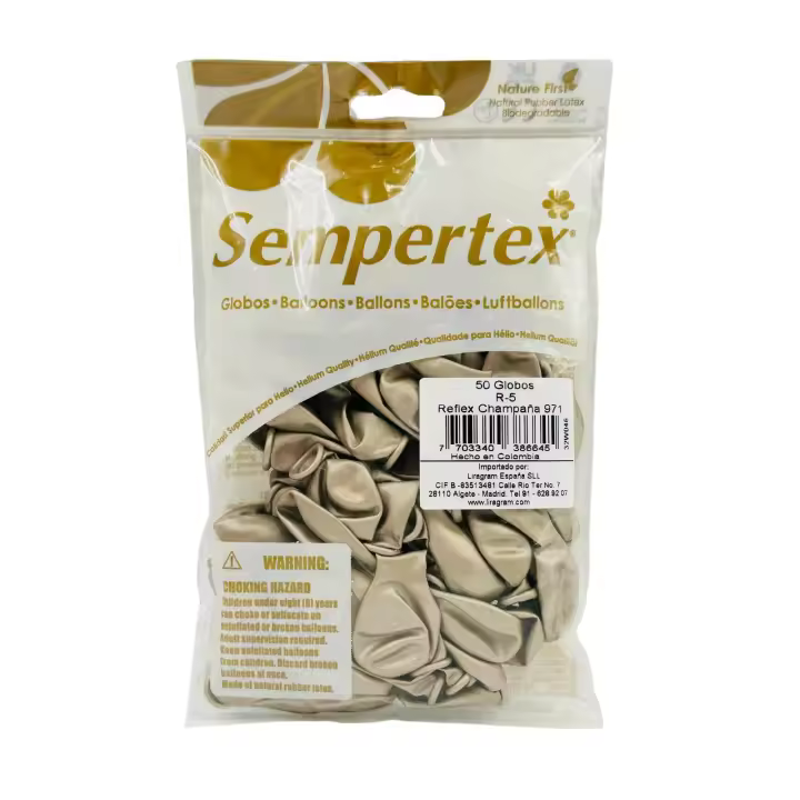 Globos De Látex, Color Réflex Champagne. Bolsa De 50 Uds. 12.5 CM-R5. #Serpemtex-Liragram - 1