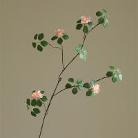 Simulada Rama Enredada De Flores Con Campana Colgante Y Madera Borracha Decoración De Pared a Piso Para Sala De Estar Planta Forestal Artificial - details 6
