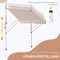 Outsunny Brazo Toldo Abrazadera Toldo Altura Ajustable 200x150cm Blanco Crema Fabricado en Aluminio para Terraza y Balcón - details 1
