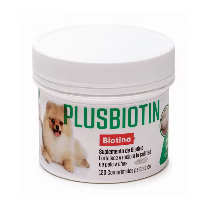 PLUSBIOTIN. Suplemento de biotina para perros y gatos de Laboratorios Pino.  Mantenimiento del pelo y uñas en perros y gatos. - 1