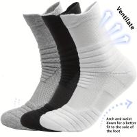 3 Pares De De Compresión Para Hombres Transpirables Deportivos Para Baloncesto Y Ciclismo Absorbentes De Humedad Con Tubo Elástico Alto - details 13