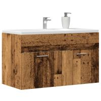 vidaXL Armario para lavabo madera contrachapada 90x38,5x46 cm en color Negro/Blanco y roble sonoma/Gris hormigón y más | almacenamiento funcional diseño moderno para baño dormitorio sala - details 8