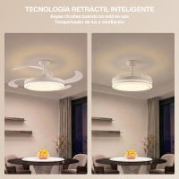 Ventilador de Techo con Luz LED 72W – Motor DC Silencioso – Aspas Retráctiles – 6 Velocidades, Luz Cálida, Día y Fría (3000K-4000K-6000K) – Temporizador – Ø102 cm, Mando Incluido [Clase de eficiencia energética E] - details 11
